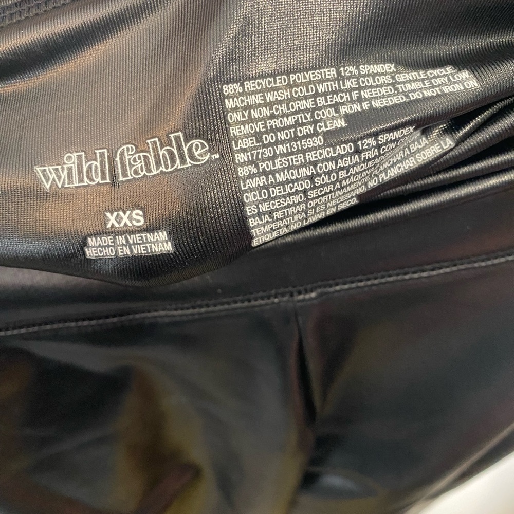 Wild Fable Black Liquid Metal Leggings Faux Leather Leggings High Waisted XXS - Picture 7 of 7
